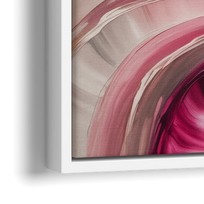 Luminous Swirl Pink Abstract - Close-Up White Frame Canvas