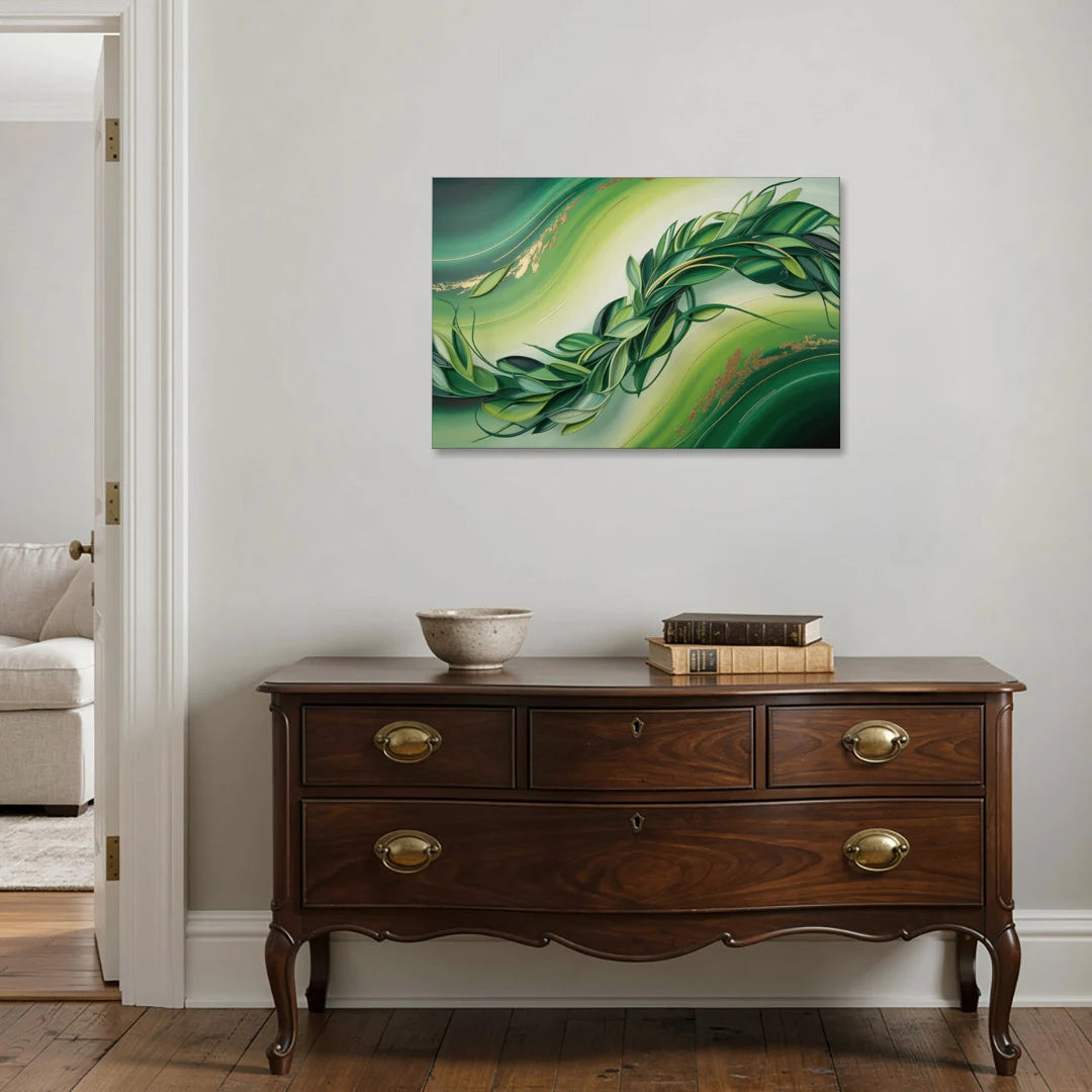 Lush Verdant Essence Green Abstract - Canvas Wall Art - Coffee Table - 36x24