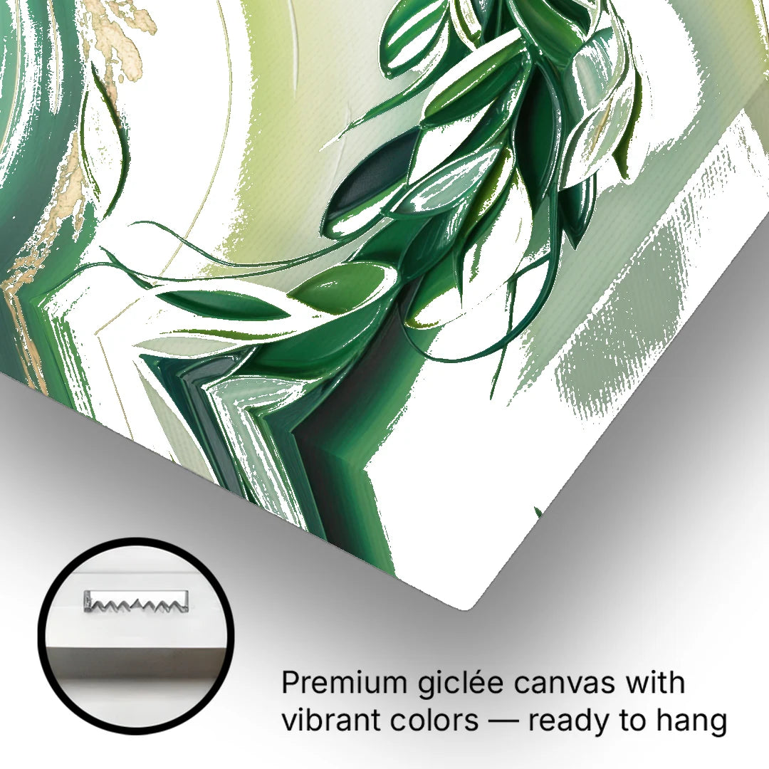 Lush Verdant Essence Green Abstract - Canvas Wall Art - Gallery Wrap Corner