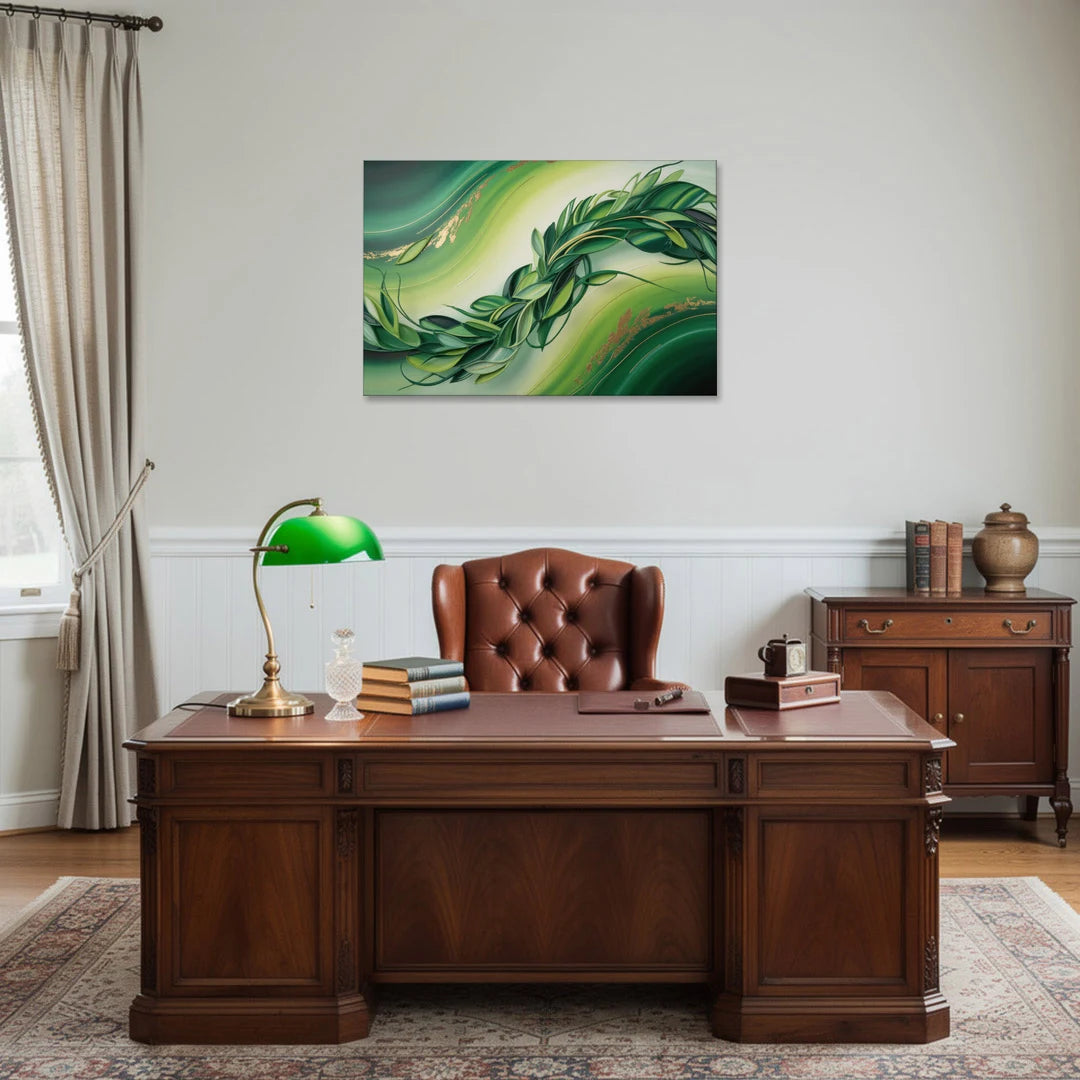 Lush Verdant Essence Green Abstract - Canvas Wall Art - Office - 36x24