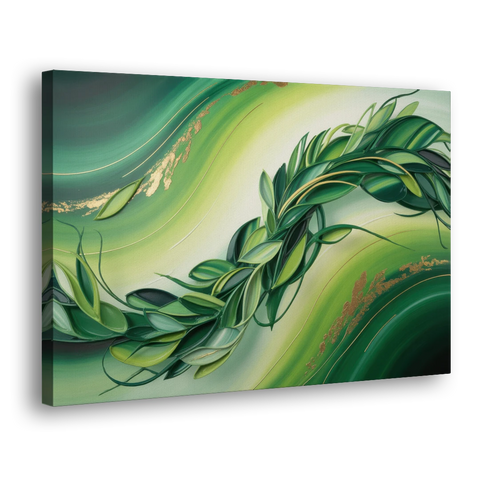Lush Verdant Essence Green Abstract - Canvas Wall Art - Side