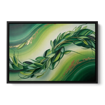 Lush Verdant Essence Green Abstract - Black Frame Canvas