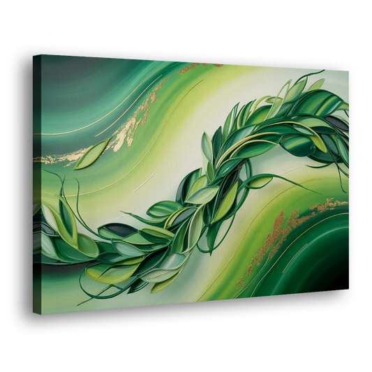 Lush Verdant Essence Green Abstract Side - Canvas Wall Art