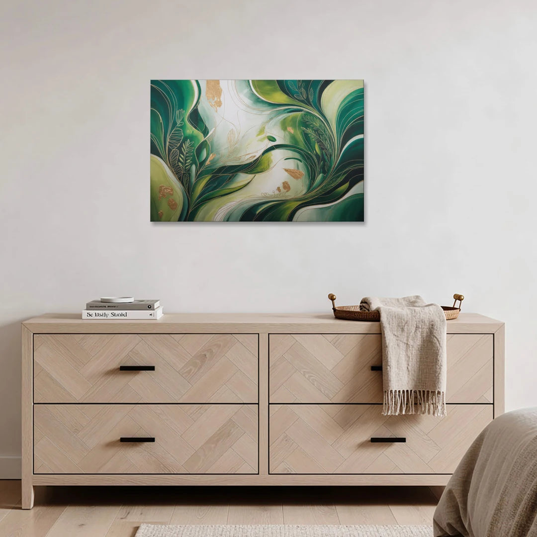 Lush Verdant Harmony Green Abstract - Canvas Wall Art - Coffee Table - 36x24
