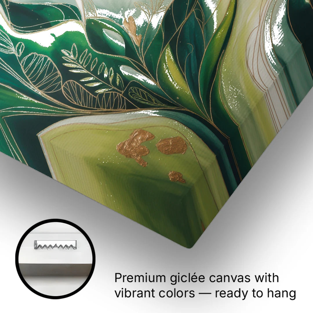 Lush Verdant Harmony Green Abstract - Canvas Wall Art - Gallery Wrap Corner