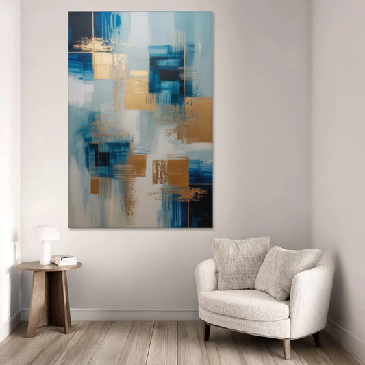 Luxurious Depth Blue and Gold Abstract - Canvas Wall Art - Sofa - 40x60