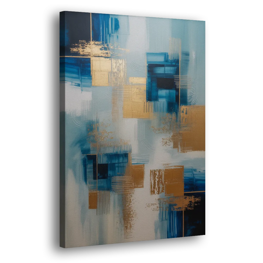 Luxurious Depth Blue and Gold Abstract Side - Canvas Wall Art