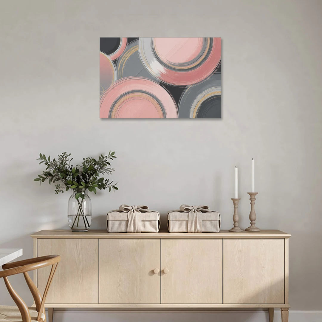 Luxurious Elegance Pink and Grey Abstract - Canvas Wall Art - Coffee Table - 36x24