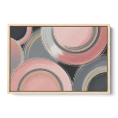 Luxurious Elegance Pink and Grey Abstract - Oak Framed Canvas Wall Art - Front