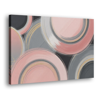 Luxurious Elegance Pink and Grey Abstract Side - Canvas Wall Art