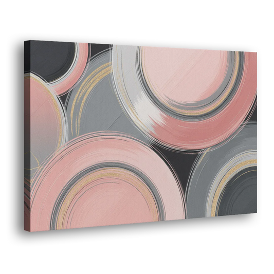Luxurious Elegance Pink and Grey Abstract Side - Canvas Wall Art