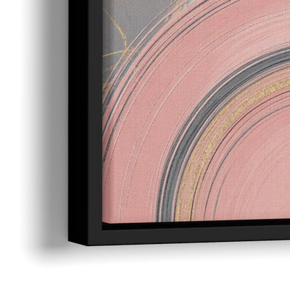 Luxurious Elegance Pink and Grey Abstract - Close-Up Black Frame Canvas