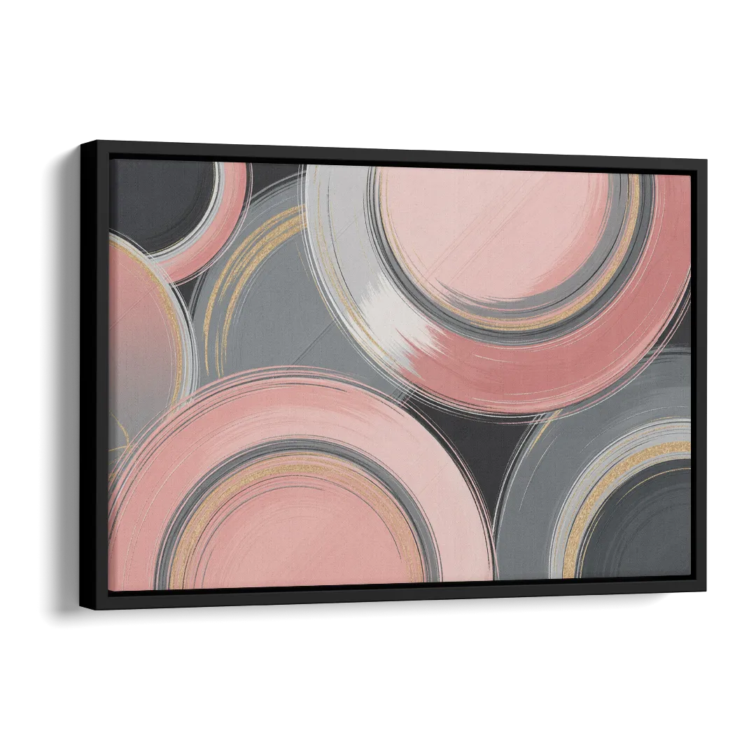 Luxurious Elegance Pink and Grey Abstract Side - Black Canvas Wall Art