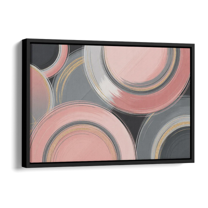 Luxurious Elegance Pink and Grey Abstract Side - Black Canvas Wall Art