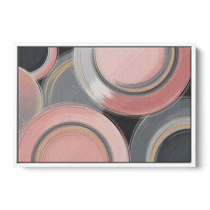 Luxurious Elegance Pink and Grey Abstract - White Frame Canvas