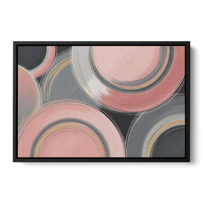 Luxurious Elegance Pink and Grey Abstract - Black Frame Canvas