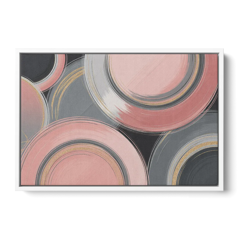 Luxurious Elegance Pink and Grey Abstract Front - White Canvas Wall Art