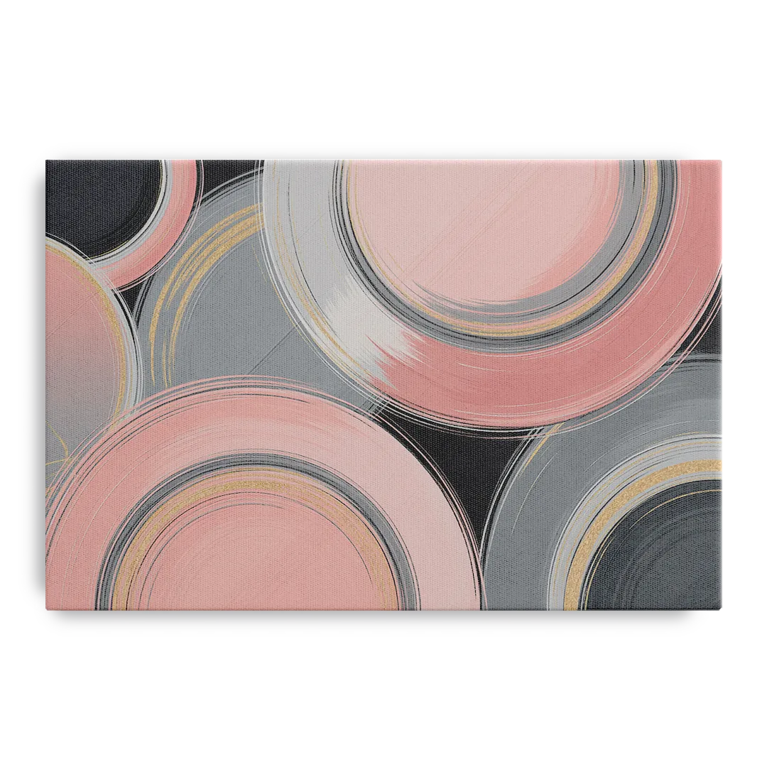 Luxurious Elegance Pink and Grey Abstract Front - Canvas Wall Art
