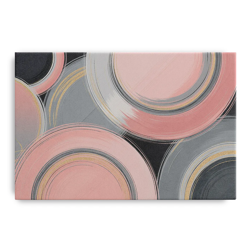 Luxurious Elegance Pink and Grey Abstract Front - Canvas Wall Art