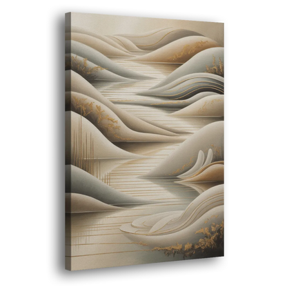 Luxurious Flowing Forms Beige Abstract Side - Canvas Wall Art