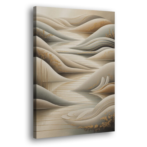 Luxurious Flowing Forms Beige Abstract - Canvas Wall Art