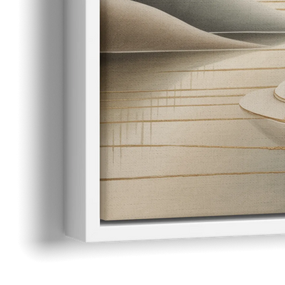 Luxurious Flowing Forms Beige Abstract - Close-Up White Frame Canvas