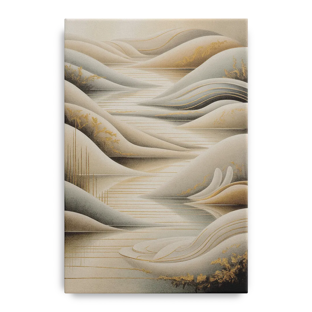 Luxurious Flowing Forms Beige Abstract Front - Canvas Wall Art