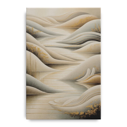 Luxurious Flowing Forms Beige Abstract Front - Canvas Wall Art