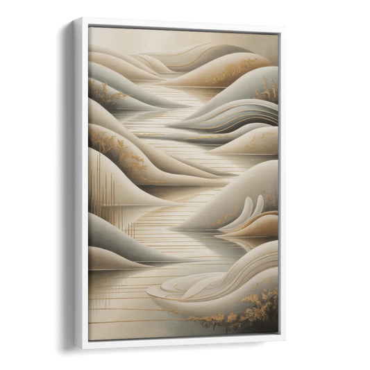 Luxurious Flowing Forms Beige Abstract Side - White Canvas Wall Art