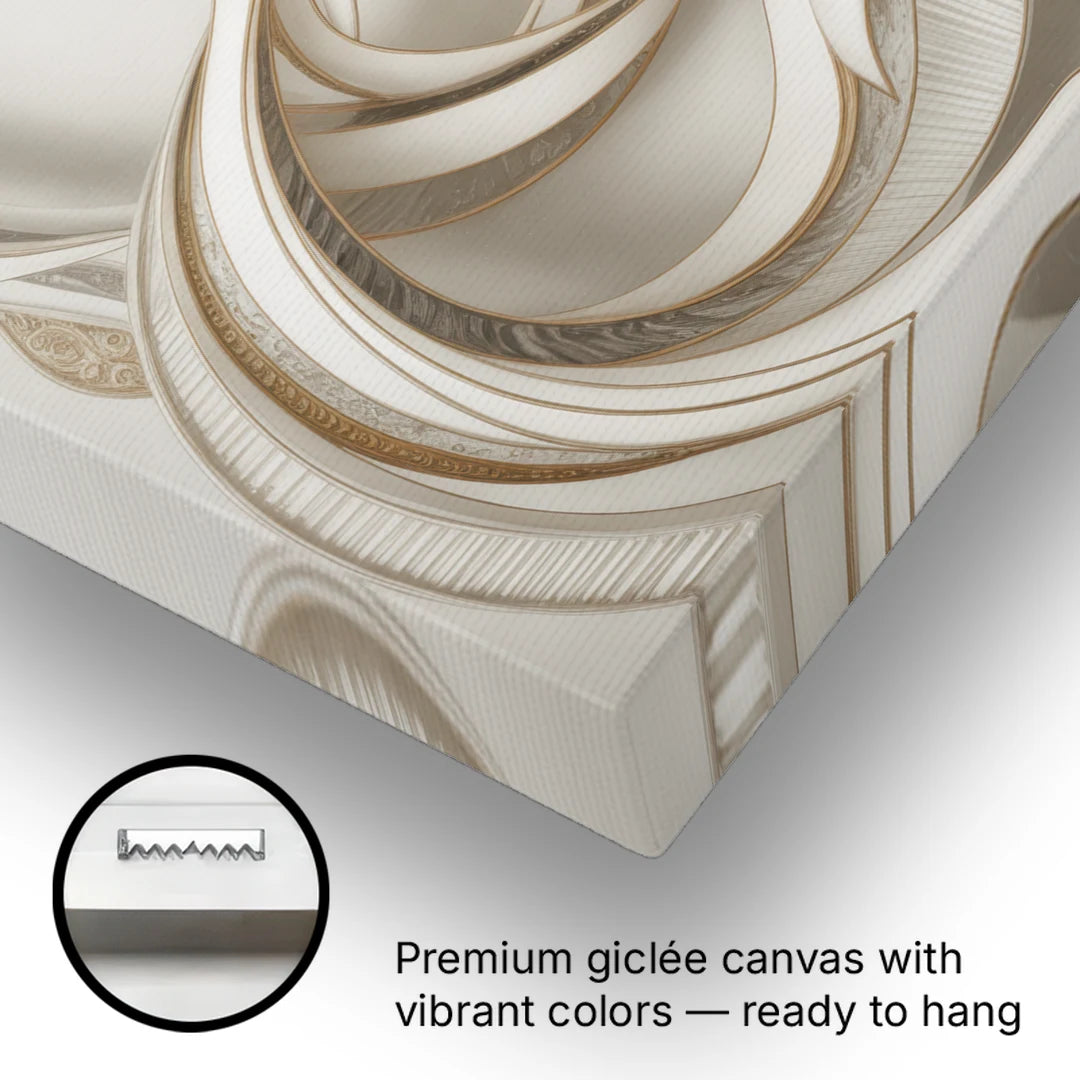 Luxurious Flowing Movement White Abstract - Canvas Wall Art - Gallery Wrap Corner