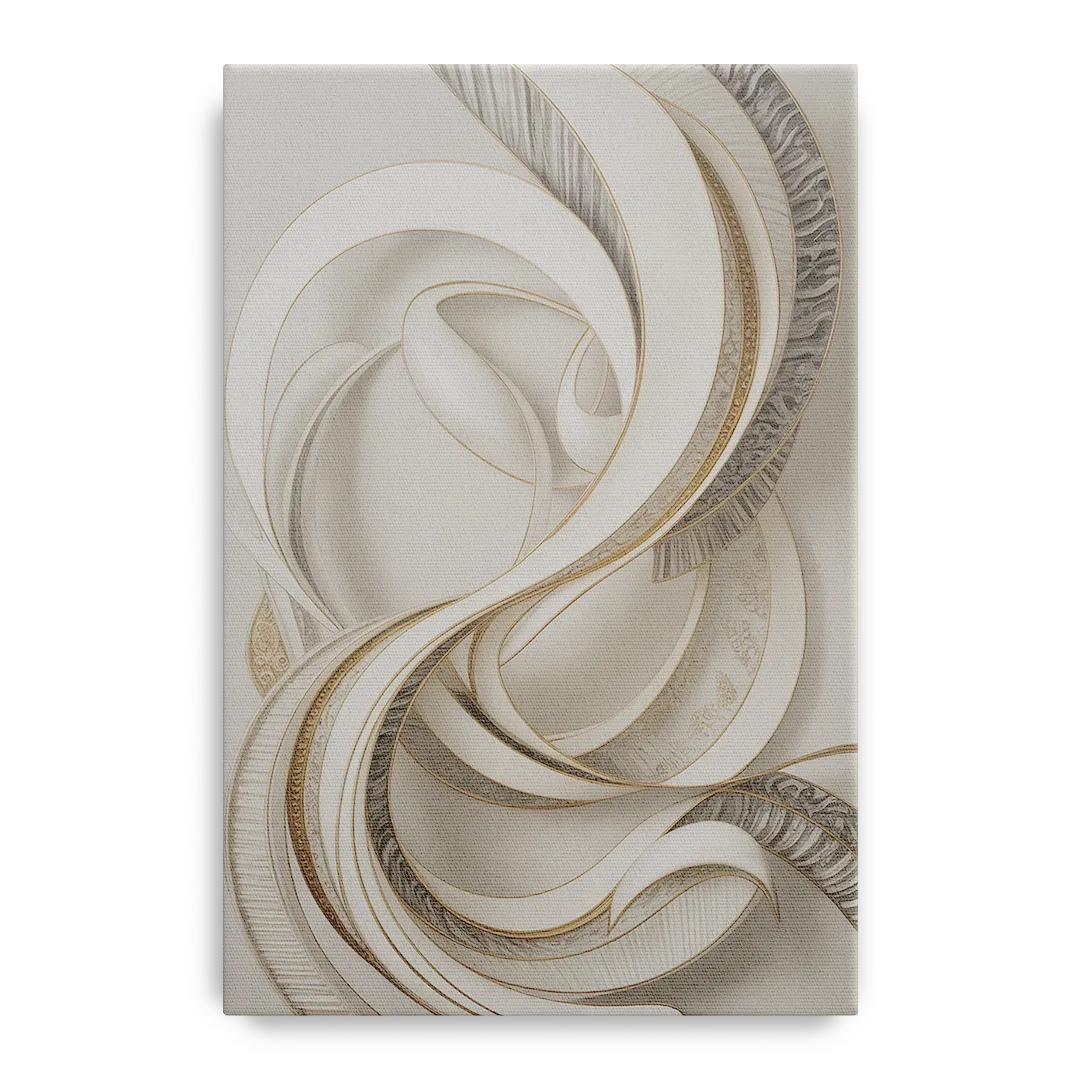 Luxurious Flowing Movement White Abstract - Canvas Wall Art