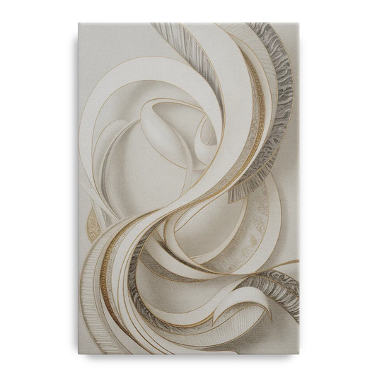 Luxurious Flowing Movement White Abstract - Canvas Wall Art