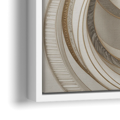 Luxurious Flowing Movement White Abstract - Close-Up White Frame Canvas