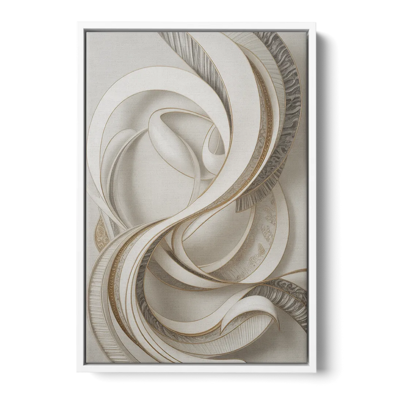 Luxurious Flowing Movement White Abstract Front - White Canvas Wall Art