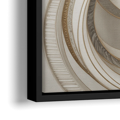 Luxurious Flowing Movement White Abstract - Close-Up Black Frame Canvas