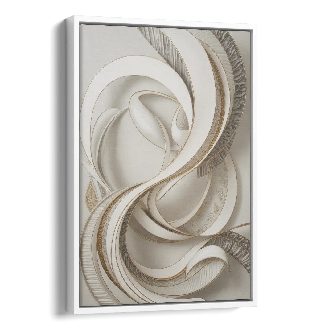 Luxurious Flowing Movement White Abstract Side - White Canvas Wall Art