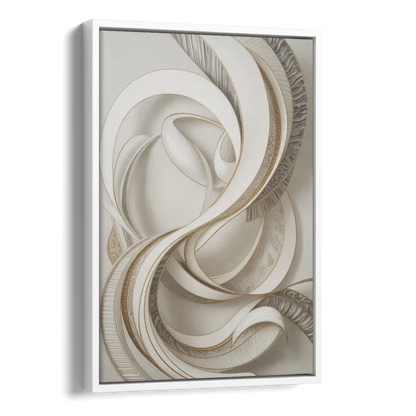 Luxurious Flowing Movement White Abstract Side - White Canvas Wall Art
