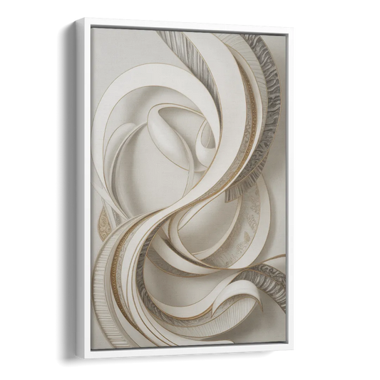 Luxurious Flowing Movement White Abstract Side - White Canvas Wall Art