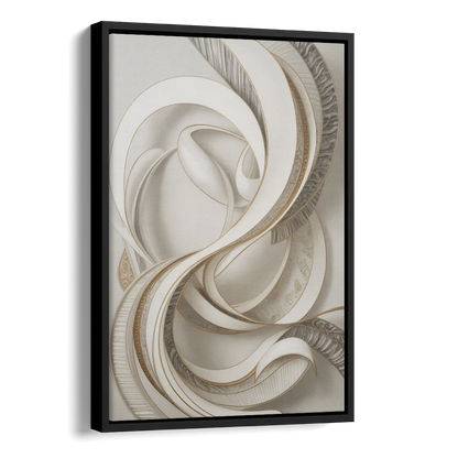 Luxurious Flowing Movement White Abstract Side - Black Canvas Wall Art