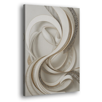 Luxurious Flowing Movement White Abstract Side - Canvas Wall Art
