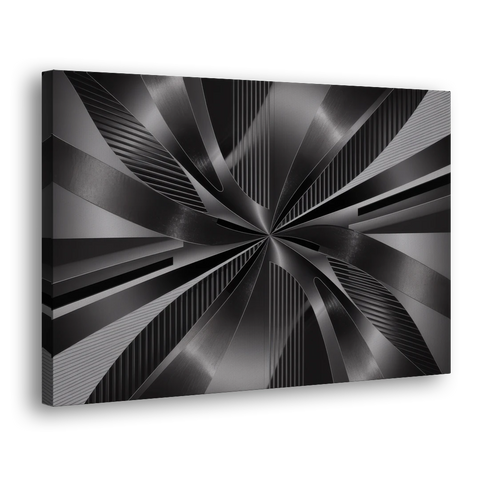 Luxurious Fluidity Black and Grey Abstract - Canvas Wall Art - Side