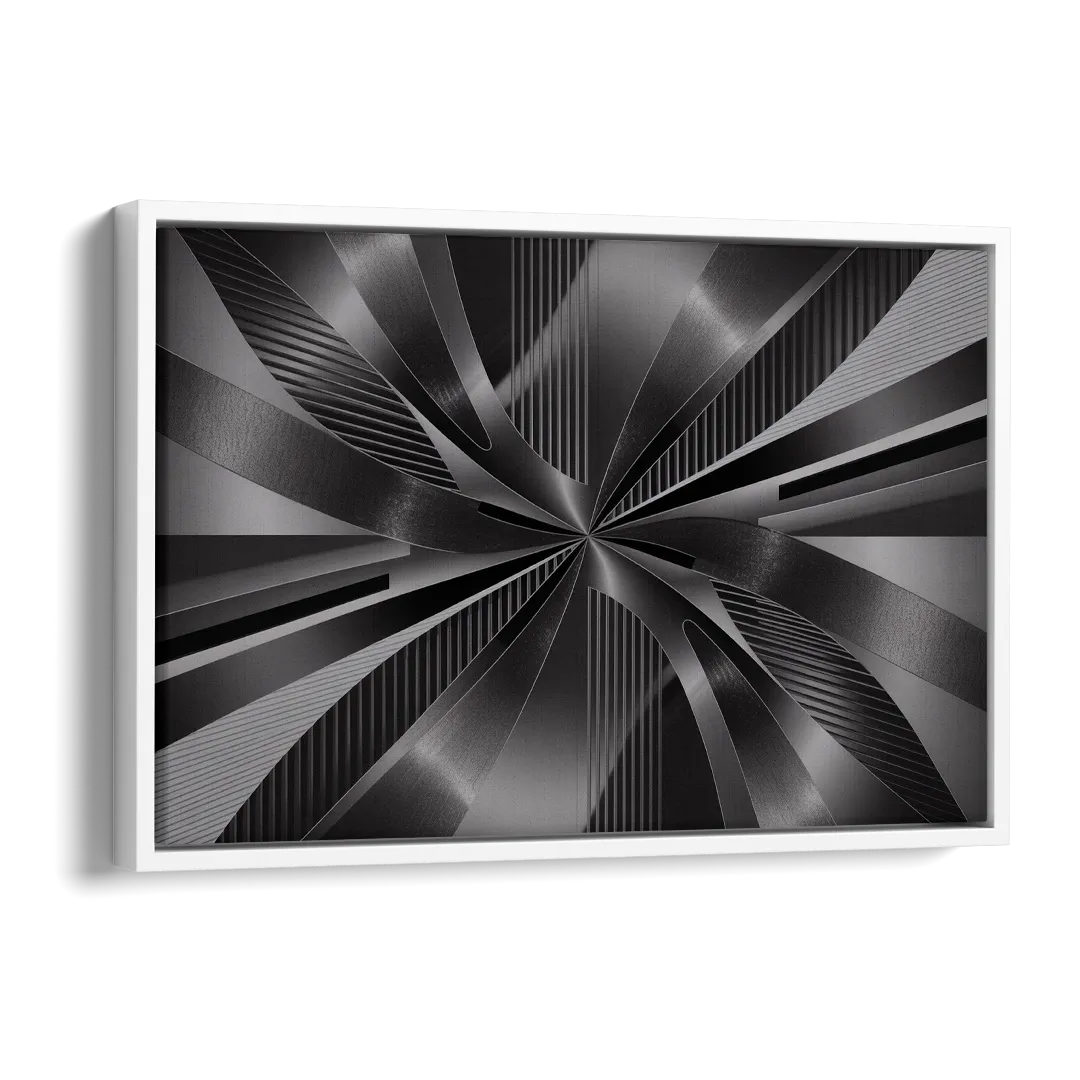 Luxurious Fluidity Black and Grey Abstract Side - White Canvas Wall Art