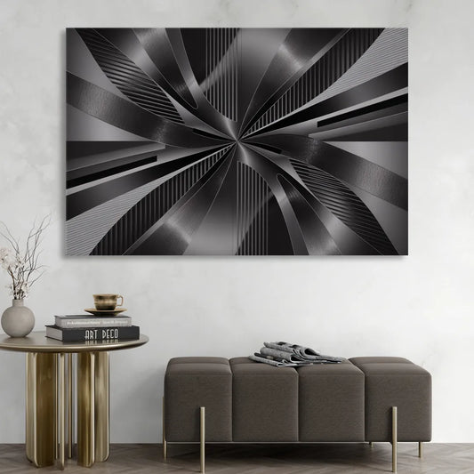 Luxurious Fluidity Black and Grey Abstract Living Room - Canvas Wall Art