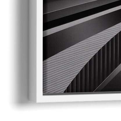Luxurious Fluidity Black and Grey Abstract - Close-Up White Frame Canvas