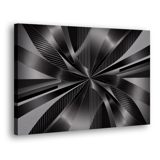 Luxurious Fluidity Black and Grey Abstract Side - Canvas Wall Art