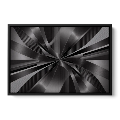 Luxurious Fluidity Black and Grey Abstract - Black Frame Canvas