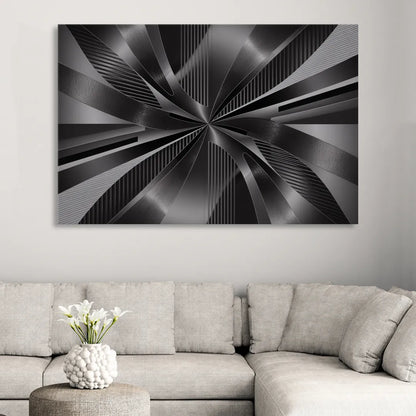 Luxurious Fluidity Black and Grey Abstract Sitting Room - Canvas Wall Art