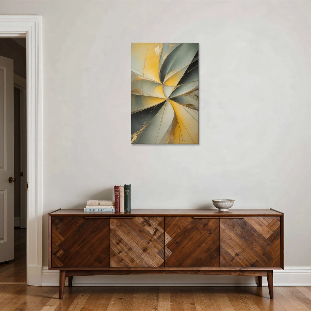Luxurious Forms Yellow and Grey Abstract - Canvas Wall Art - Coffee Table - 24x36