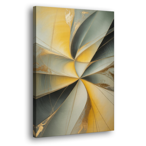 Luxurious Forms Yellow and Grey Abstract - Canvas Wall Art - Side