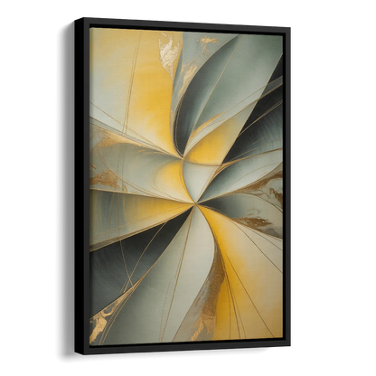 Luxurious Forms Yellow and Grey Abstract Side - Black Canvas Wall Art